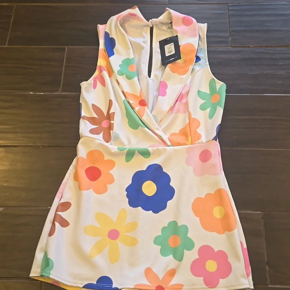 Fashion Nova White Floral Girl Romper - Picture 2 of 4
